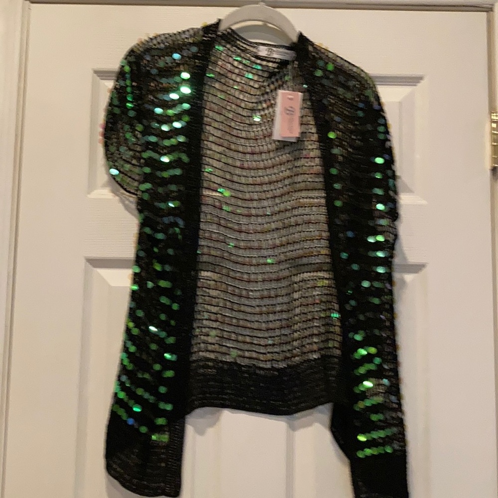 Ladies sequin  netted cap sleeve shrug